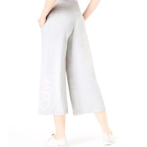 Light Gray Calvin Klein Performance Cropped Wide Leg Pants